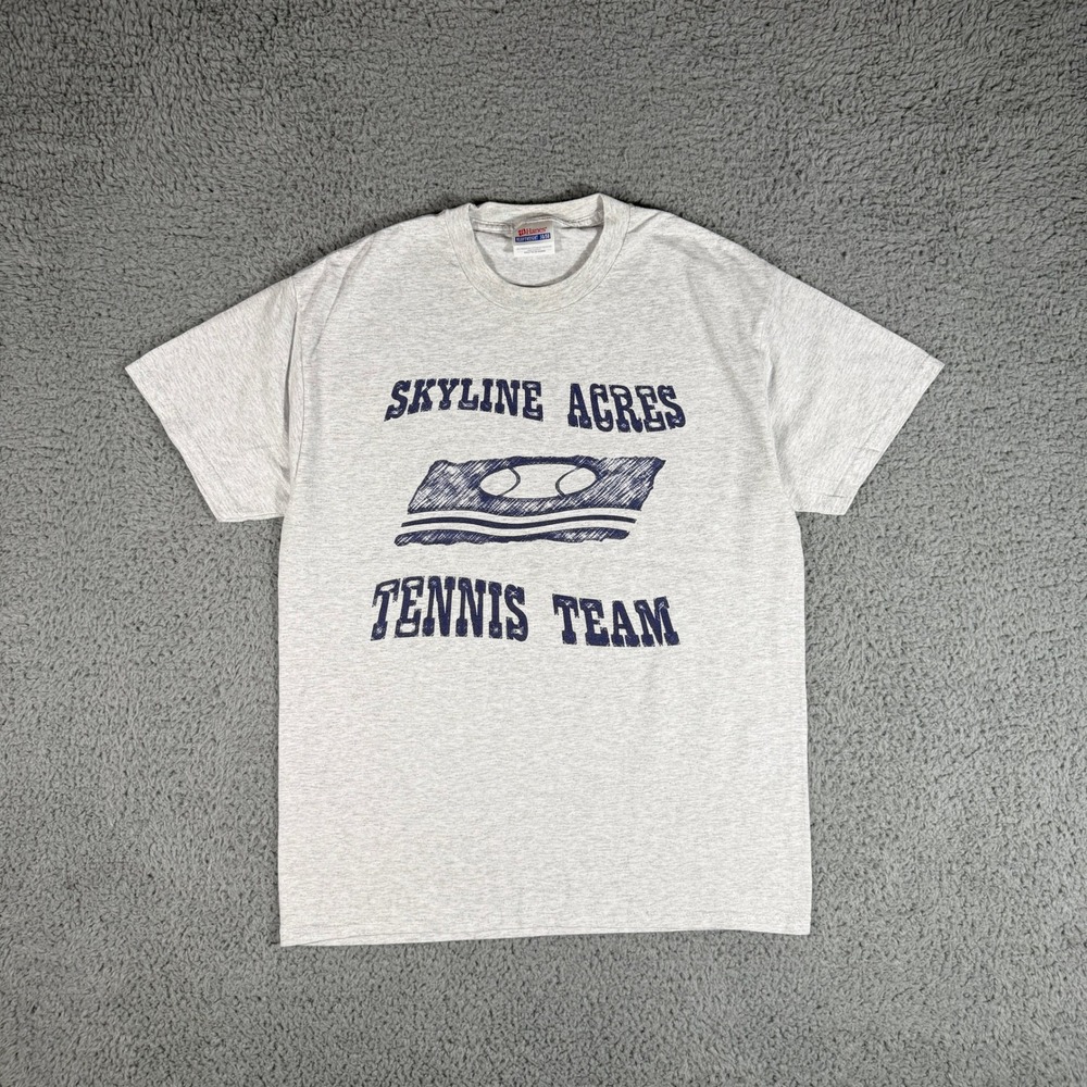 Vintage Skyline Acres Tennis Team Tshirt Size Medium Gray Denver Colorado